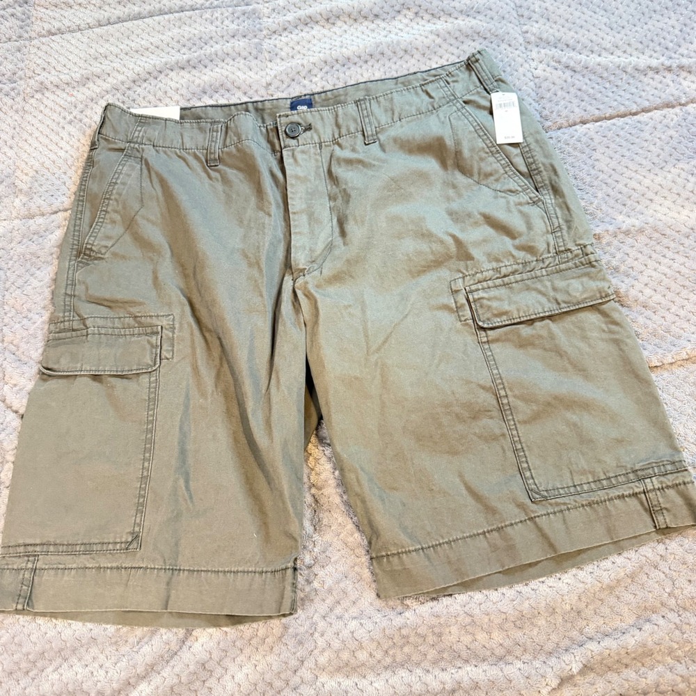 Gap Mens Cargo Shorts Size 40 Olive Green Cotton Utility Multi-Pocket NWT